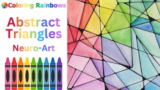 🌈RAINBOW TRIANGLES💖Create Abstract Art!! #coloringrainbows #neurographicart #abstractart