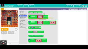 Coding for kids - Pressed Event and shrinking behaviors in code.org sprite lab- Lesson4