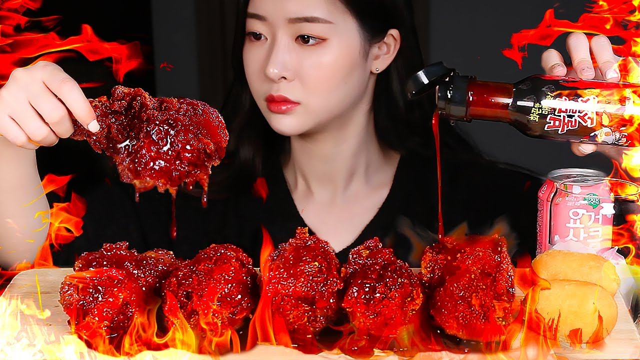ASMR Самая острая курица в Корее 🔥Курица вампир Аромат ворот огненный соус MUKBANG EATING SHOW
