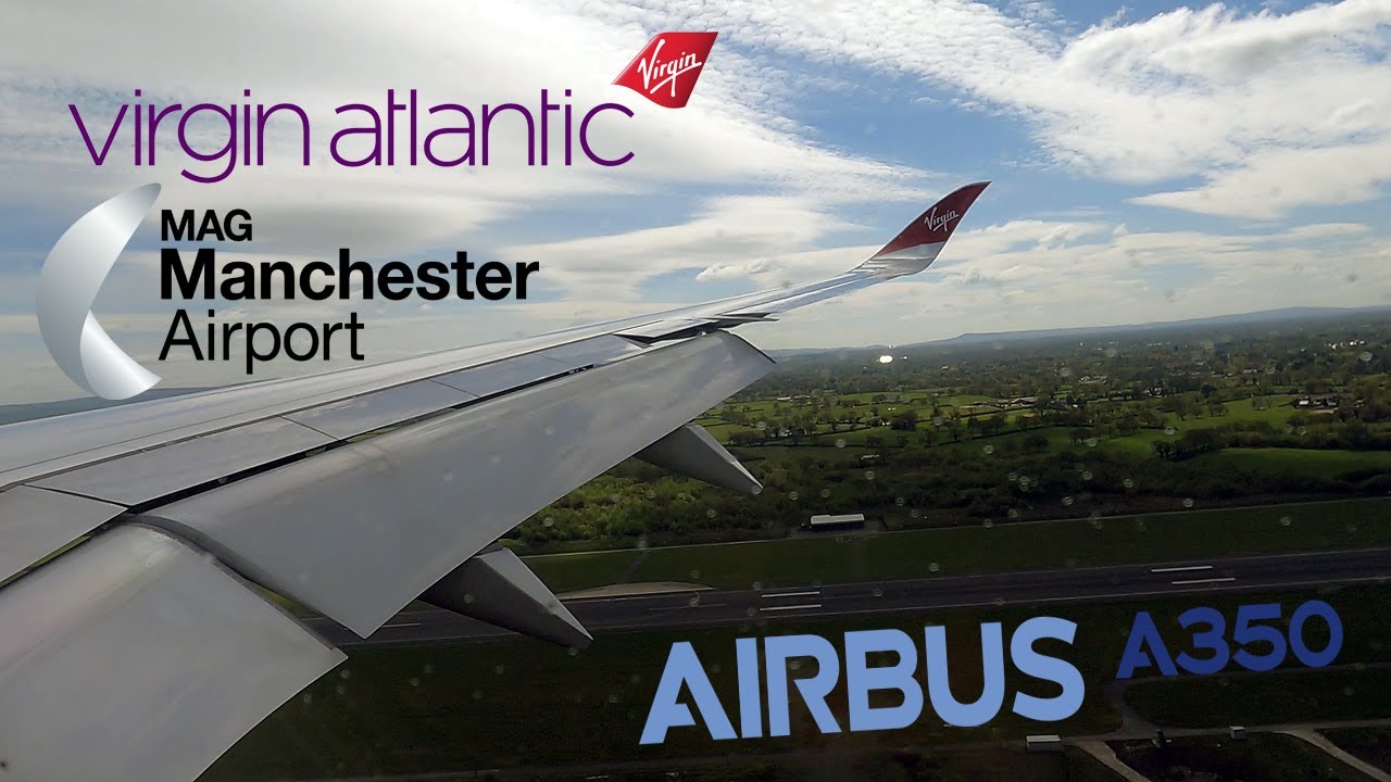 (4k) Virgin Atlantic Airbus 350-1000 landing in Manchester
