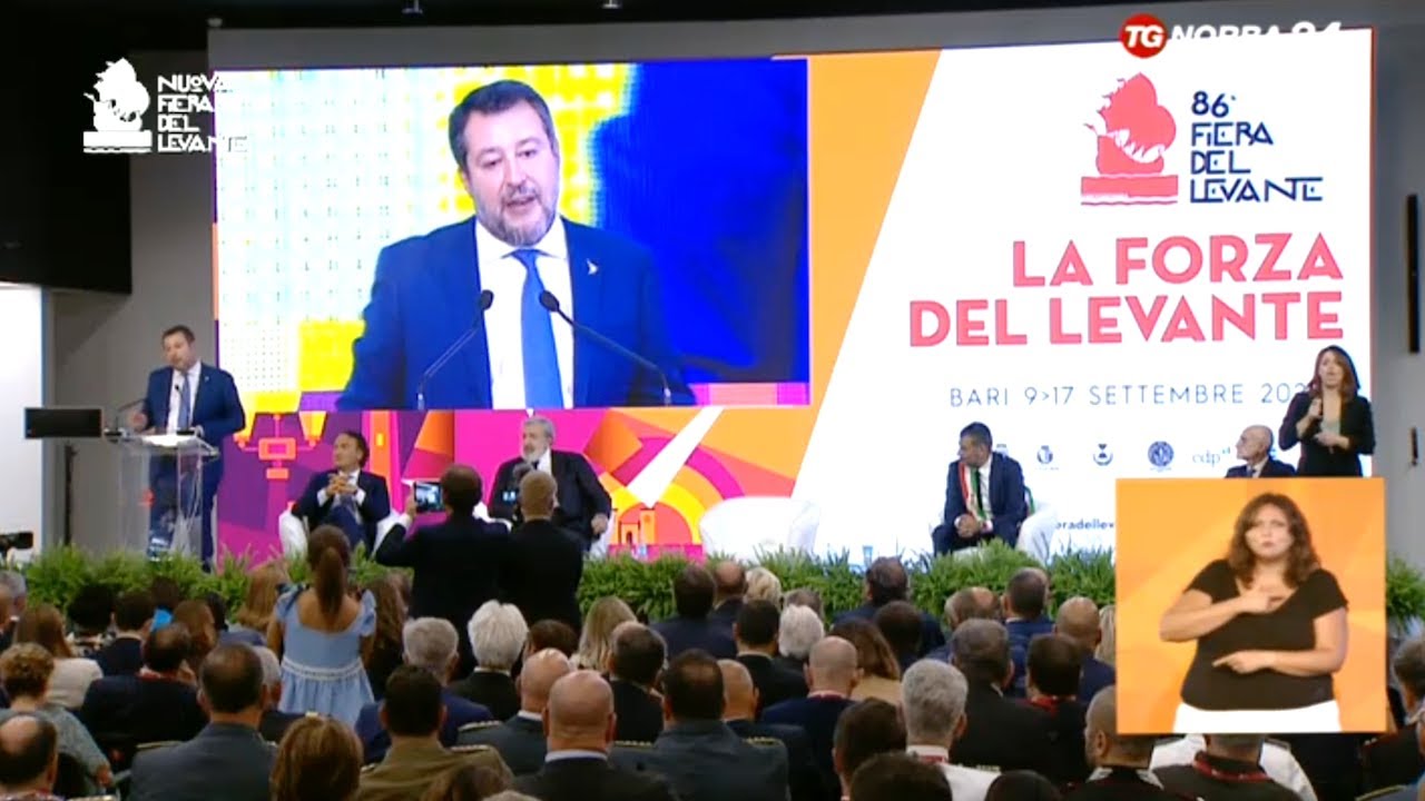 Bari, intervento del ministro Matteo Salvini all'86esima edizione della Fiera del Levante