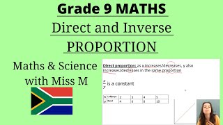 Grade 9 Maths Proportion (grade 9 direct and inverse proportion) part 1