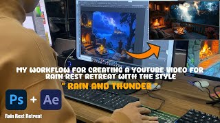 My workflow for creating a YouTube video for Rain Rest Retreat with the style  " Rain and thunder "