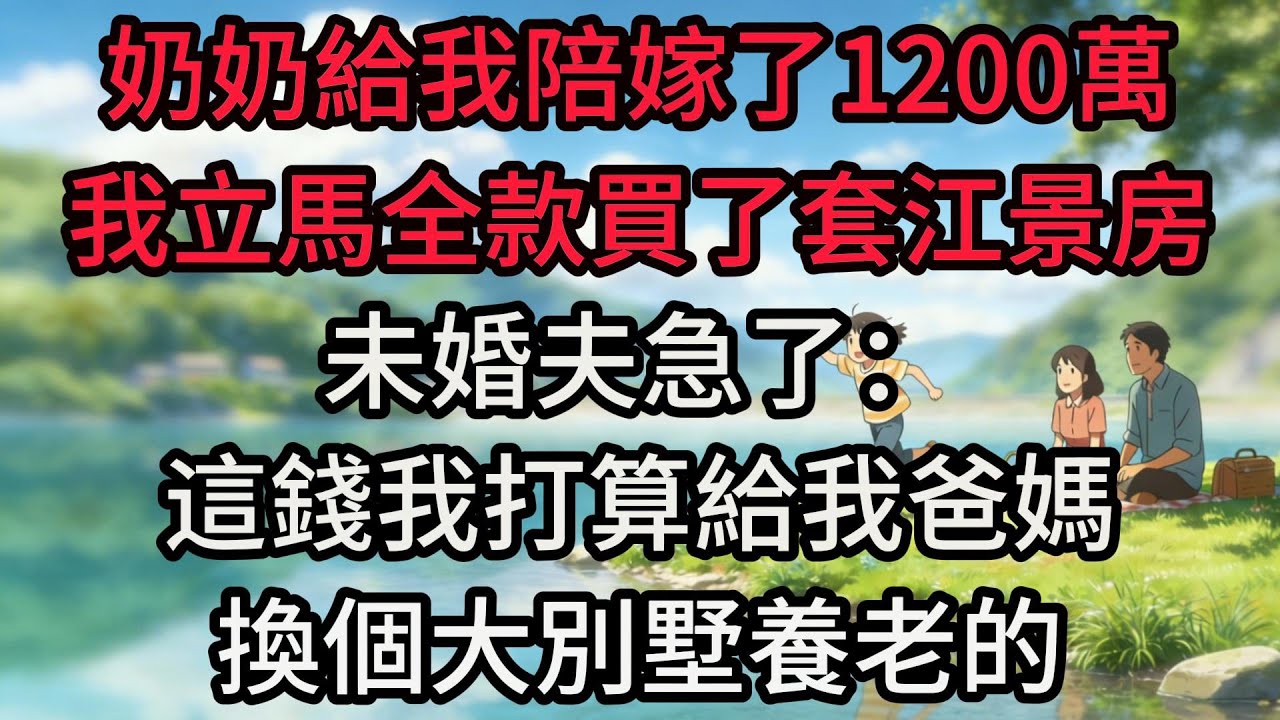 奶奶給我陪嫁了1200萬，我立馬全款買了套江景房，未婚夫急了：這錢我打算給我爸媽換個大別墅養老的