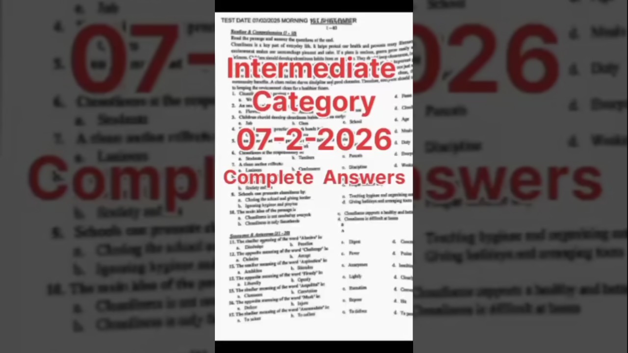 intermediate category paper 7-2-2026 solved | answer keys | sts iba sukkur inter category paper 2026
