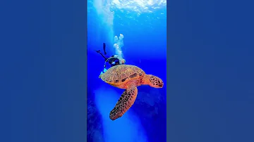 الغوص مع سلحفاة البحر العملاقة 