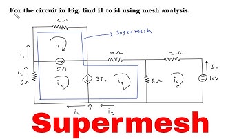 Mesh Analysis with Supermesh : For the circuit in Fig find i1 to i4 using mesh analysis