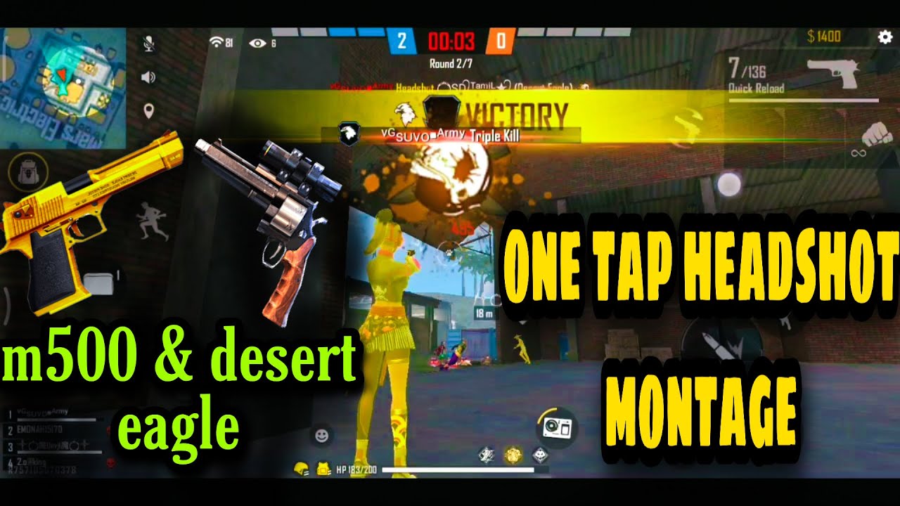 One tap headshot in clash squad rank॥ m500 & desert eagle॥headshot only ...