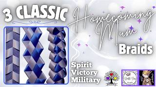 3 classic Homecoming Mum Braids// Spirit, Military & Victory Braids #homecomingmums #braids