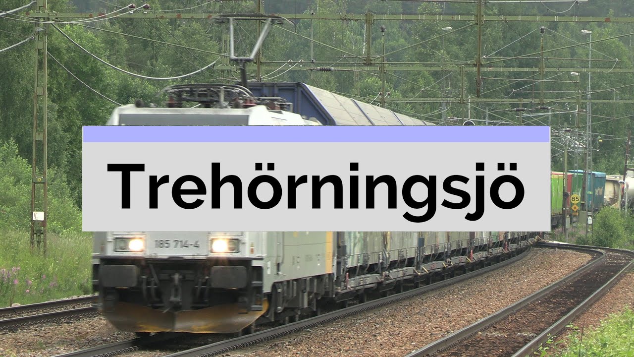 Tåg och stadsbild vid Trehörningsjö i Norrland 2022