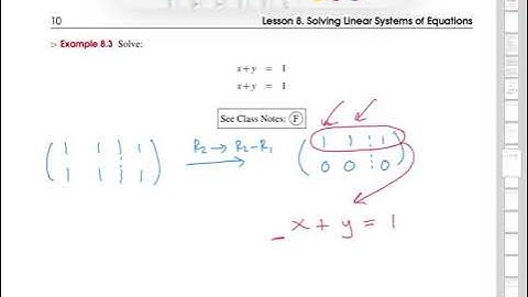 Linear system - infinite solns | Wellesley College Differential Equations w/Applied Linear Algebra