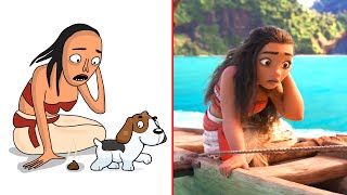Moana Movie Scene Funny Drawing Meme | Try Not to Laugh 😂