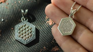 : HEXAGON PAVE SETTING PENDANT  - full handmade process