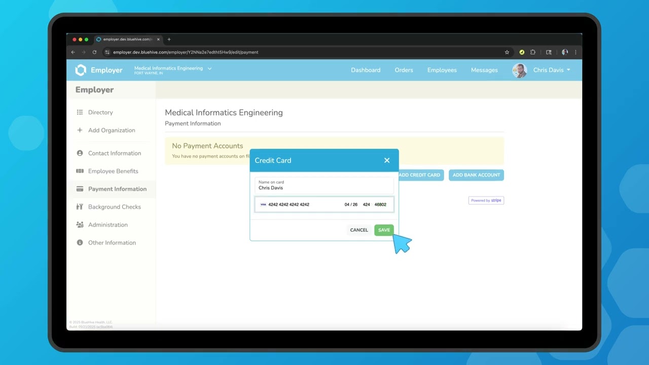 Adding/Updating Payment Information