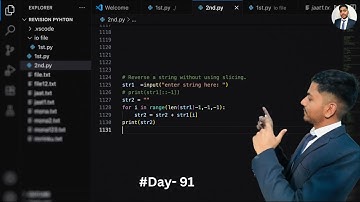 Python program to Reverse a string without using slicing.#codeeveryday #codeeveryday #python