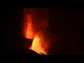 La Palma volcano eruption 27 Sep 2021 - eruption restarts, flank vent with massive lava flow