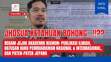 TERBONGKAR..!!!  JHOSUA TIDAK BISA BOHONGI REKAM JEJAK  AKADEMIK DAN PUBLIKSI ILMIAH RISMON SIANIPAR