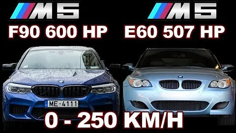 Fastest : BMW M5 e60 507 HP vs BMW M5 F90 600 HP   Acceleration Sound 0 -250km/h