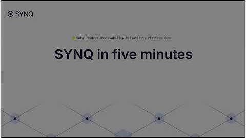 SYNQ Data Observability - five minute product demo