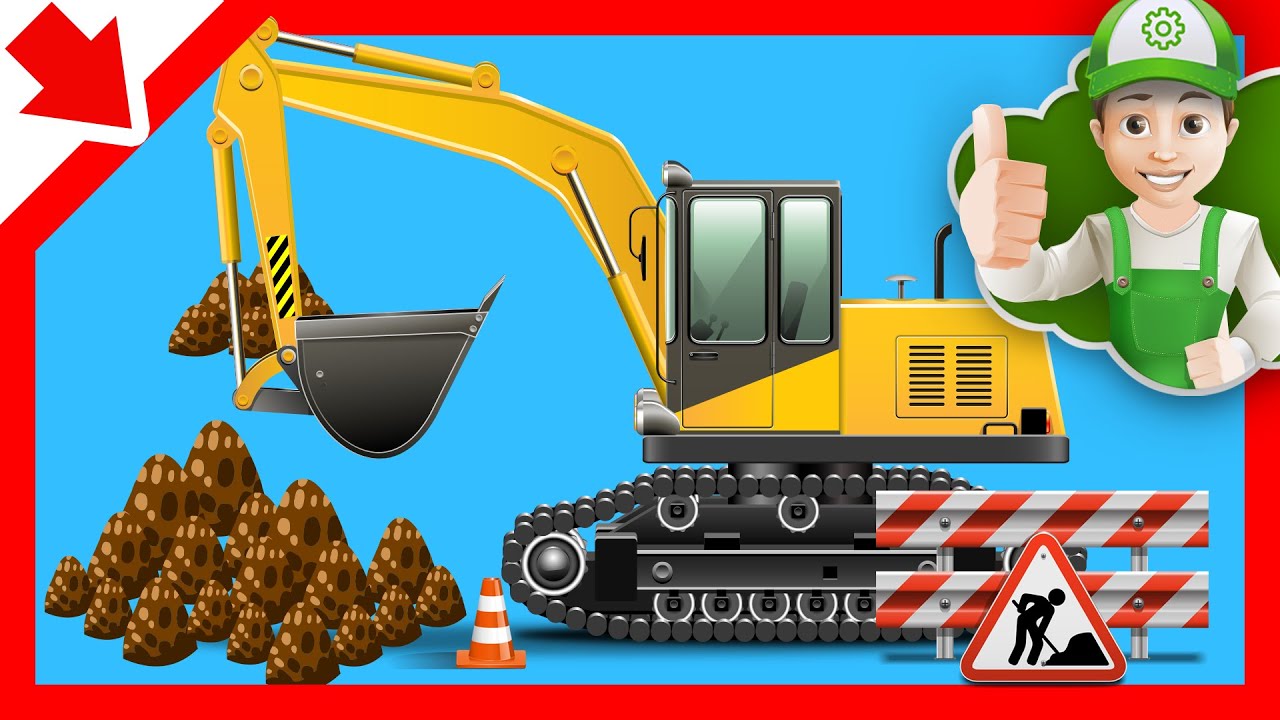 Excavator for Children, Backhoe, Cartoons for Kids Little Smart Kids