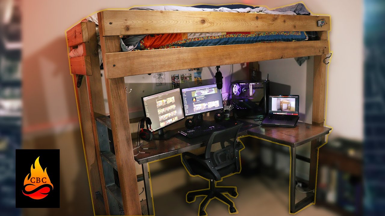 Loft Bunk Bed | How to build a loft bunk bed perfect for gamers - YouTube