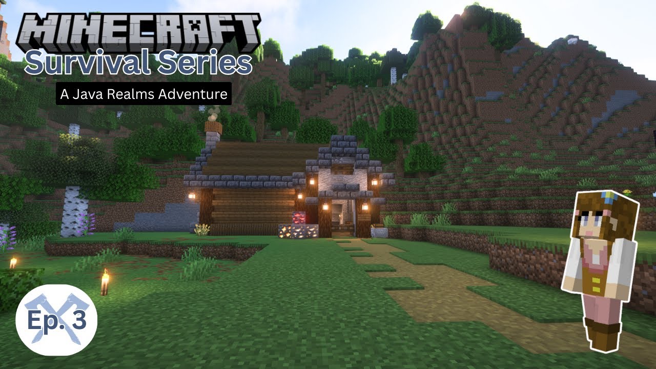 Building a Cozy Mining Shed | Minecraft Realms Survival Series Ep. 3
