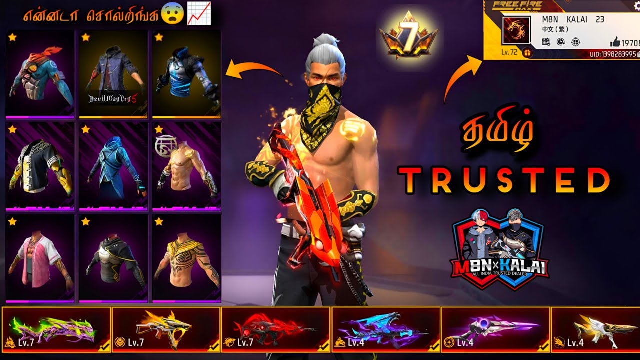 Free fire ( ID ) Sell🔥High Level With 4 Evo Max Op Collection✅