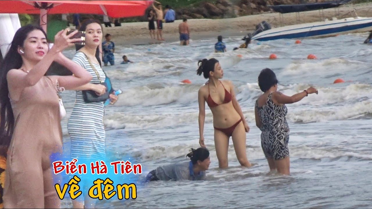 Du lịch Hà Tiên Kiên Giang : đông vui bãi tắm về đêm