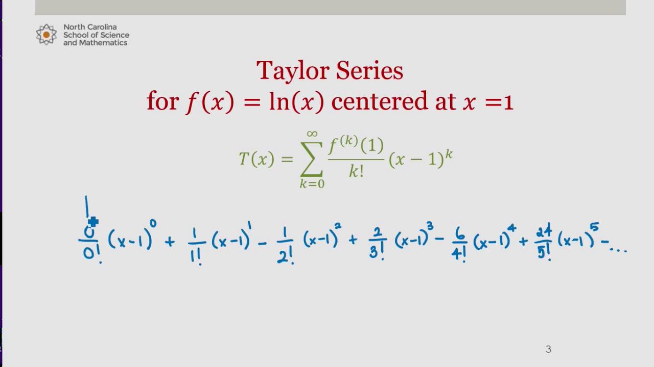 Taylor Series for f(x)=ln(x) Centered at x=1 - YouTube