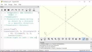 OpenSCAD tutorial: order of operations: rotate-translate vs translate-rotate