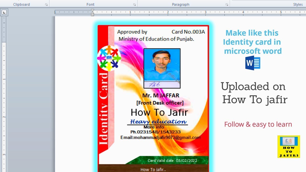 How To Make School Id Card In Microsoft Word 2020 YouTube