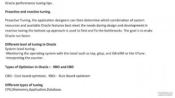 Performance tuning oracle 11g tips