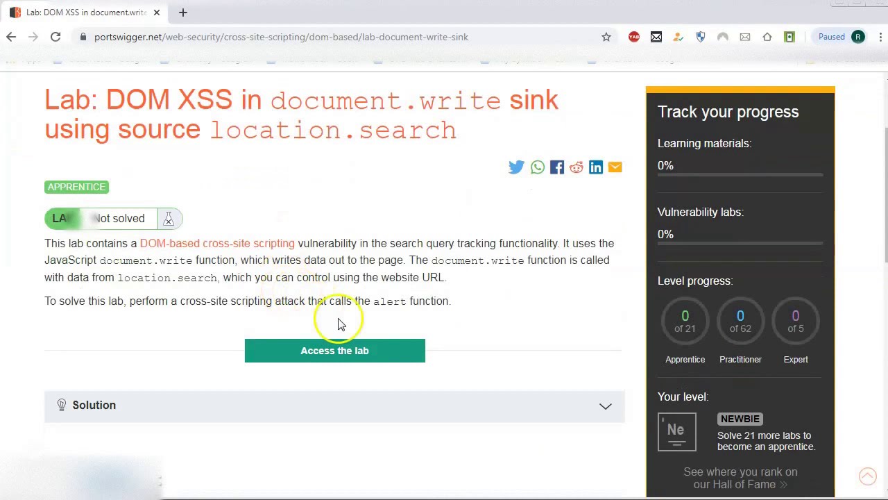 Portswigger web-security-academy.net Videos solution series 01