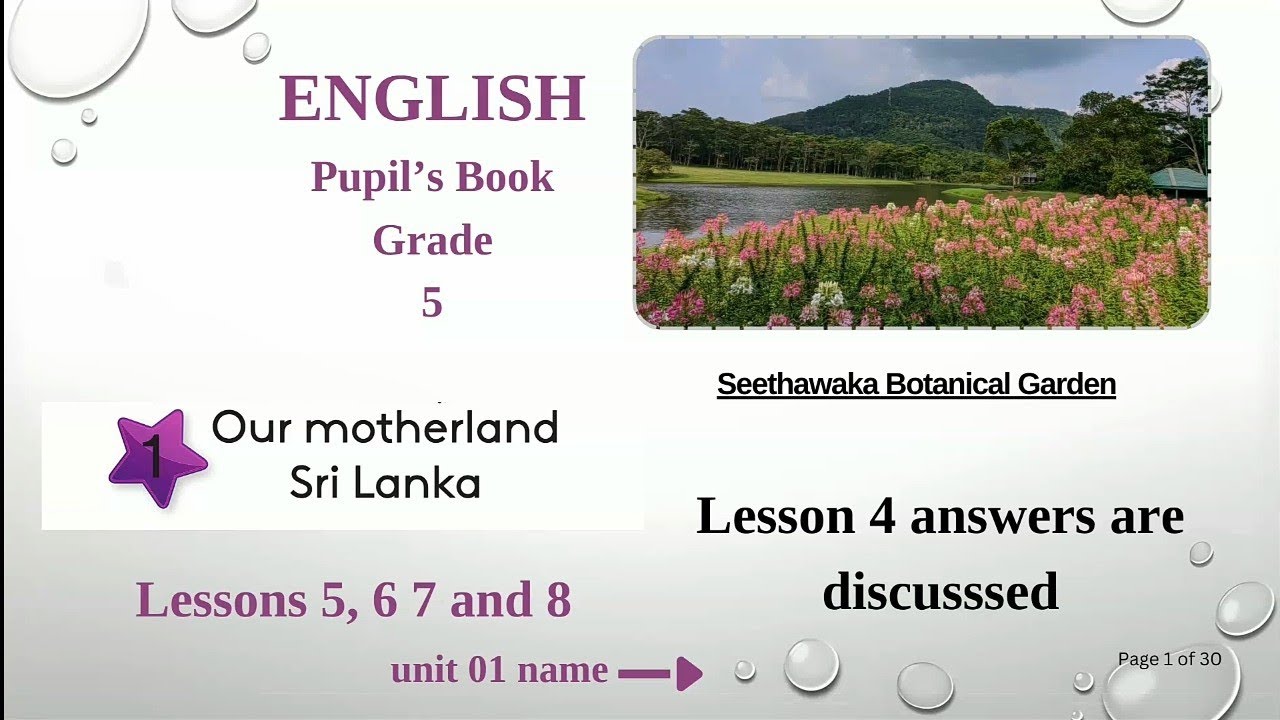 Grade 5 (part 11 of Unit 1) Our motherland Sri Lanka.