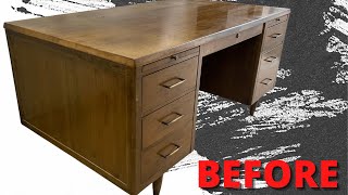 AMAZING 1950’s Mid Century Modern LEOPOLD desk TRANSFORMATION || FURNITURE FLIPPING FOR PROFIT