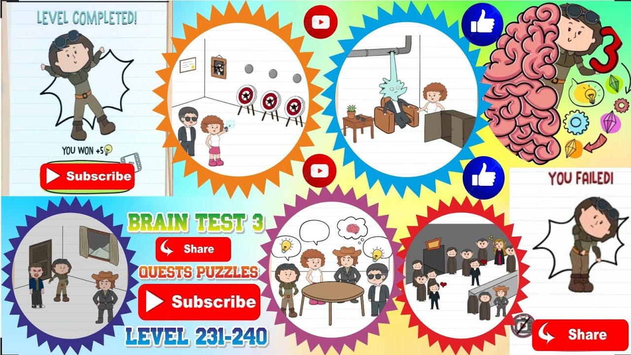 Brain Test3 Quests Puzzules Level 231-240 Complete - YouTube