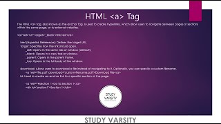 HTML A TAG with Source Code | STUDY VARSITY