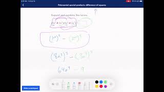 Khan Academy Tutorial: polynomial special products - difference of squares