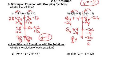 Algebra 1 - 2.4 Notes Video