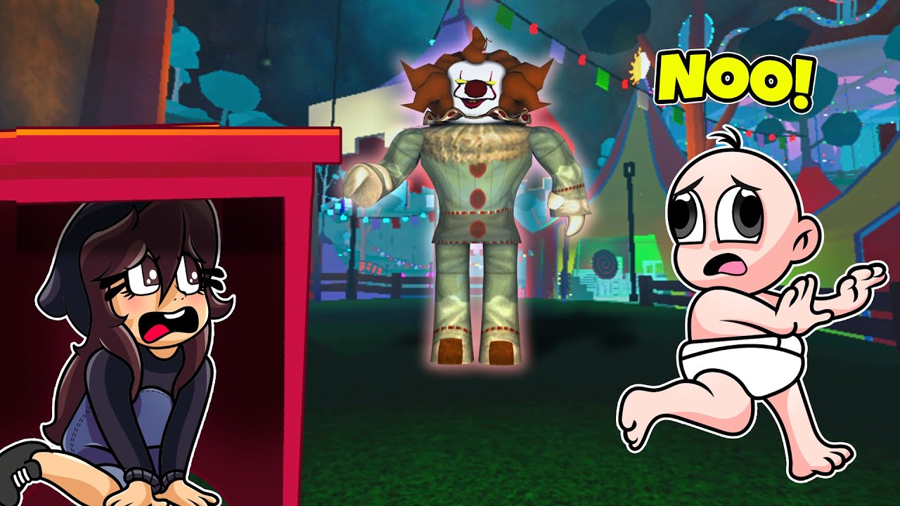 ESCAPA DEL PAYASO ASESINO IT 🤡😰 BEBE NOOB Y BEBE NOOBSI VS PAYASO IT MALVADO EN ROBLOX