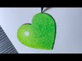 How to draw a 3D Green heart - step by step very easy!