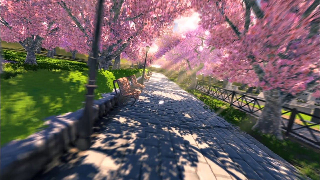 [VRChat] - Drone flight through Cherry Blossoms - YouTube