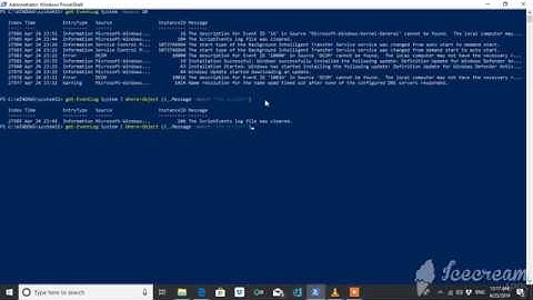Getting logs from Event Viewer by using PowerShell cmdlet Get-Eventlog