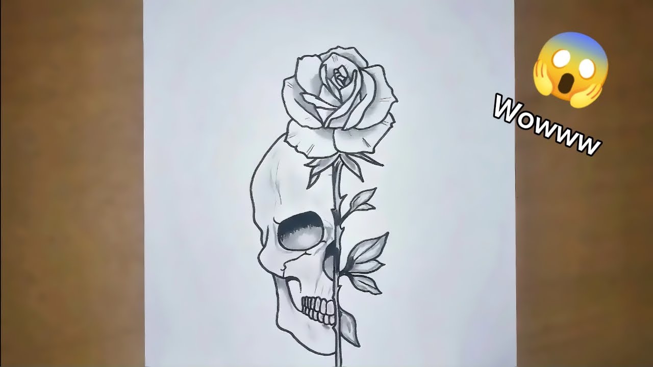 How to Draw a Skull💀 and Rose🌹 Step by Step | Easy Drawing Tutorial