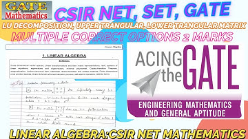 CSIR NET SET Gate mathematics linear algebra lu decomposition solution