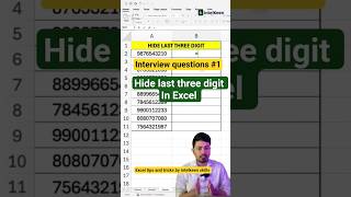 Hide last three digit 🔐 #exceltutorial #intelkeenskills