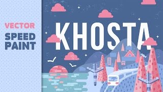 Seaside Digital Vector Illustration Speedpaint In Adobe Illustrator. Flat Design