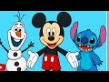 Um dia no circo com vários personagens da Disney