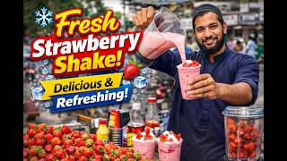 Refreshing Strawberry Milkshake  Pakistani Street Food   Summer Special