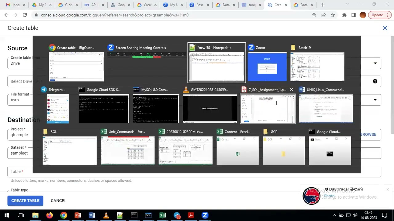 GCP Data Engineer-- (BigQuery 03) Session 36 Create Drive table,type of internal,external table